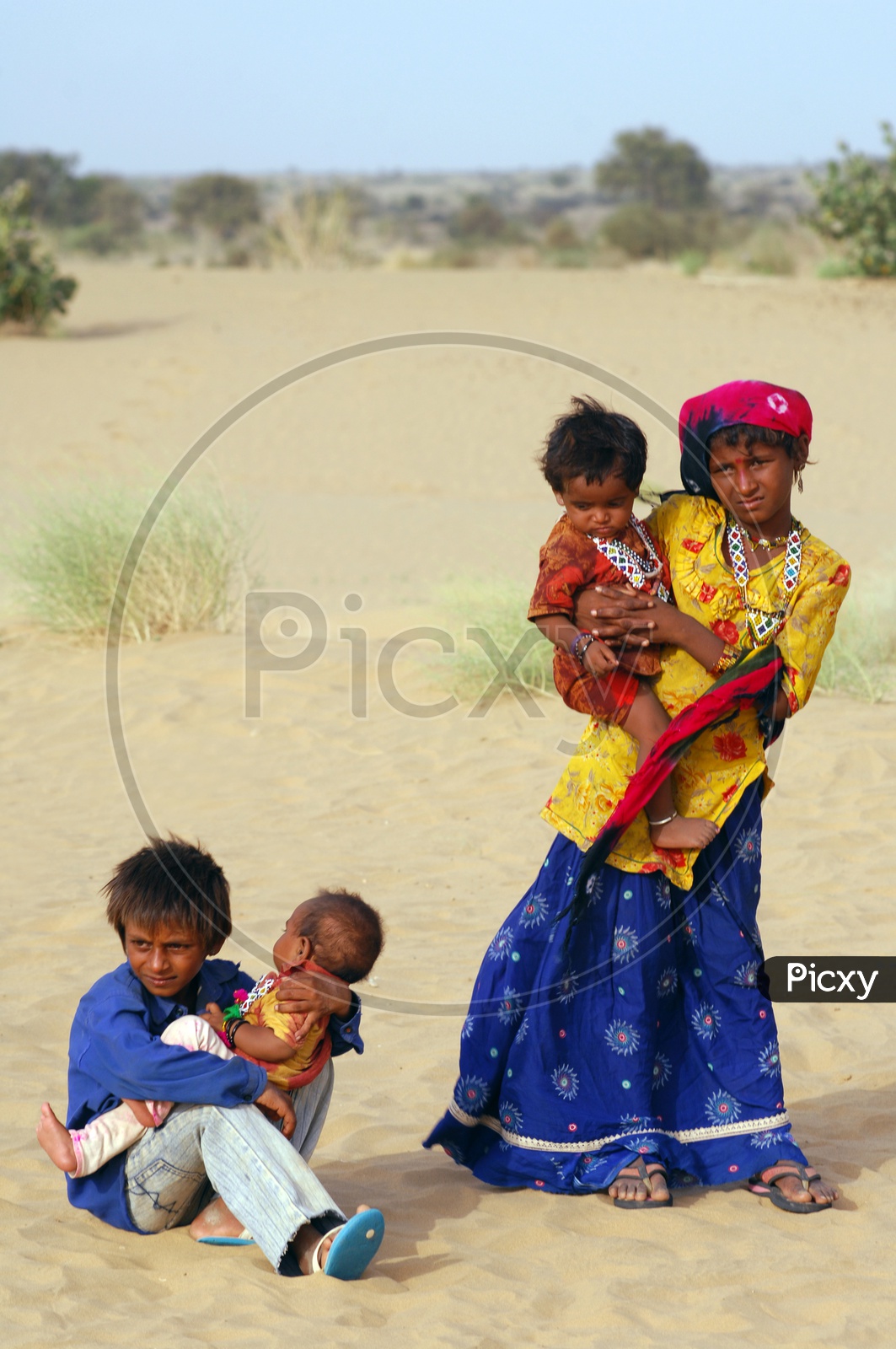 Rajasthani rural kids in the desert