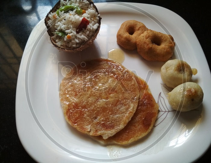 South Indian Food in a white plate