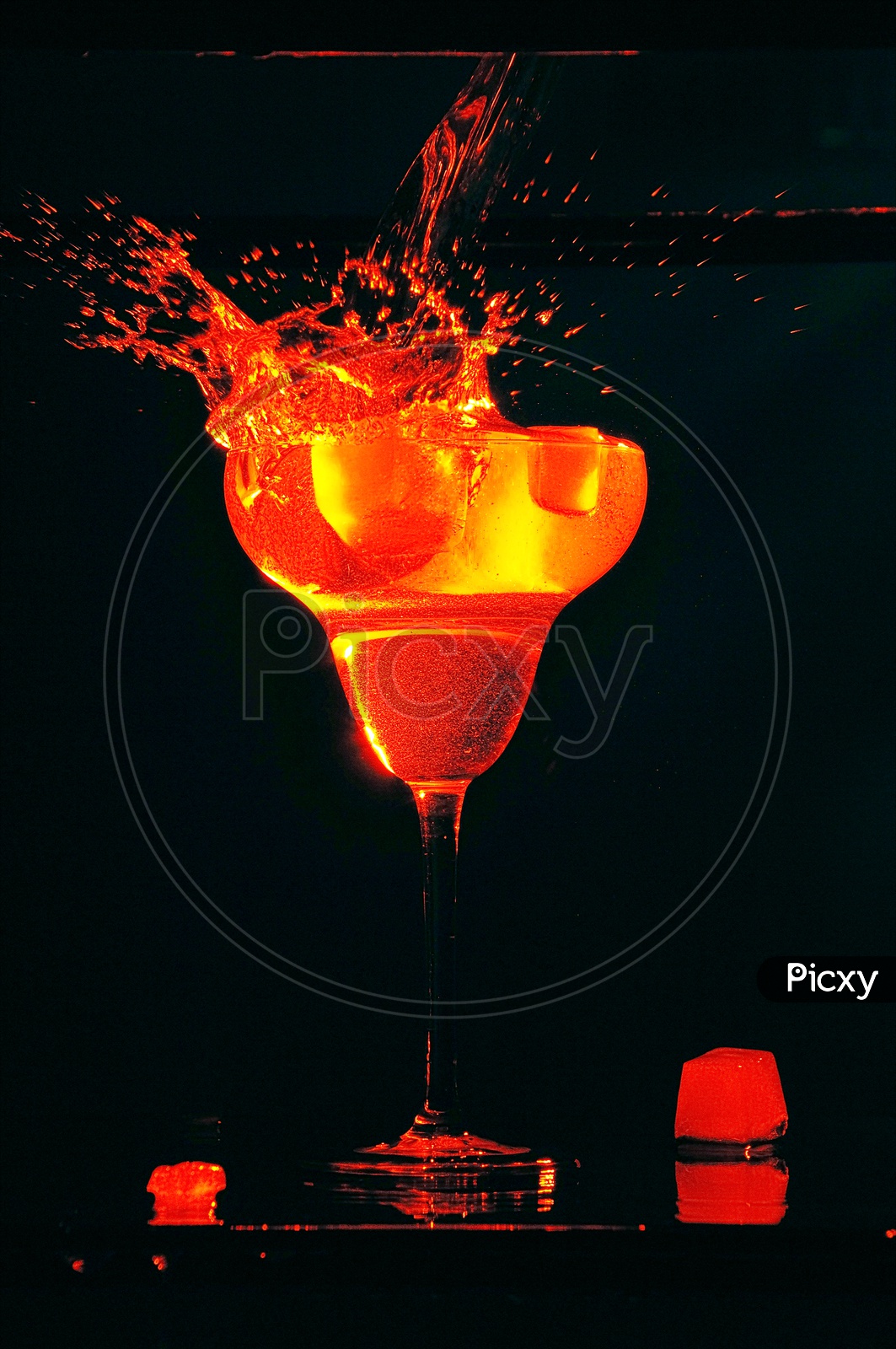 Red colored splash in a glass