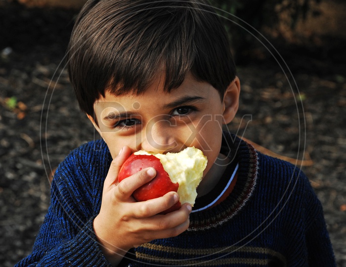 A Boy Eating apple