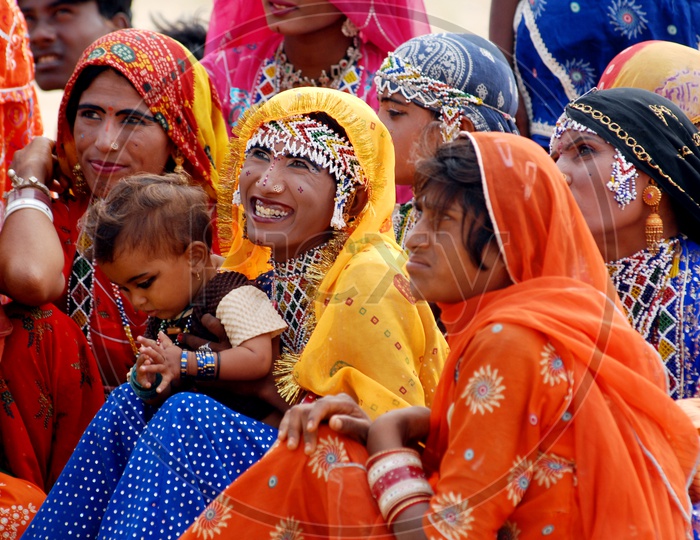 Group of tribal women dressed in Rajasthani Costume