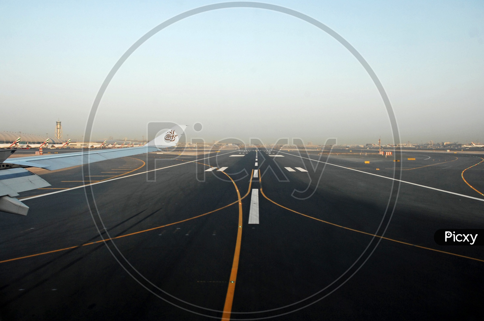 Flight runway captured from flight window