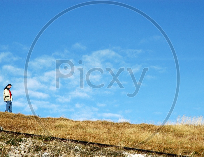 Man on top of a hill