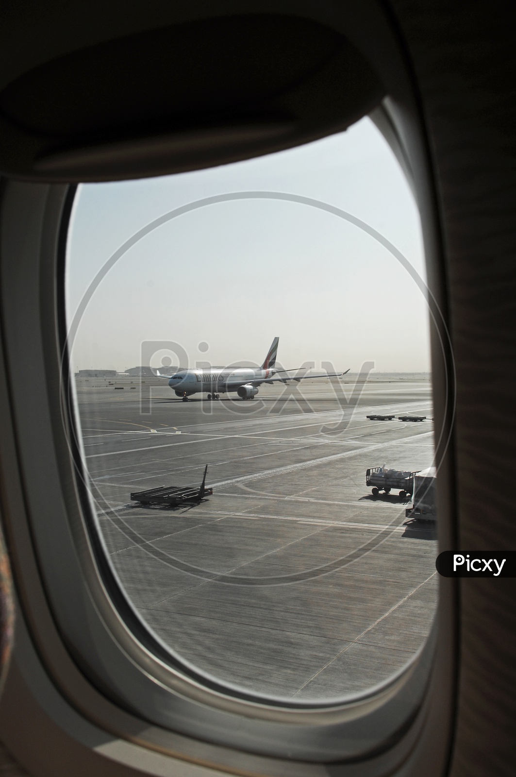Emirates flight through a flight window