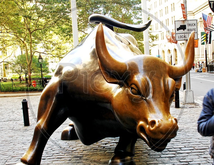 Brass statue of a bull