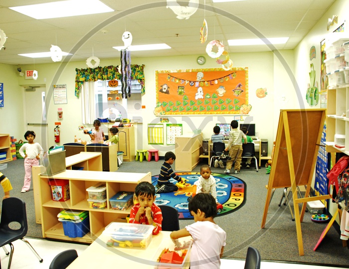 Toddlers playing in the classroom
