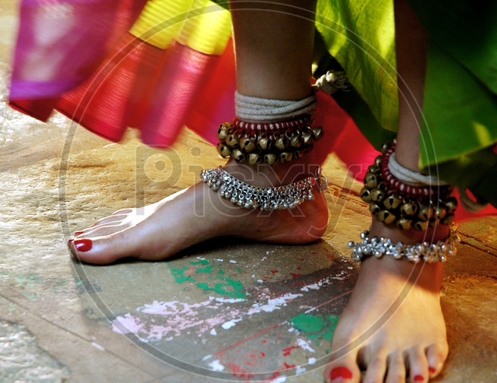 Indian Woman wearing Dancing Anklets