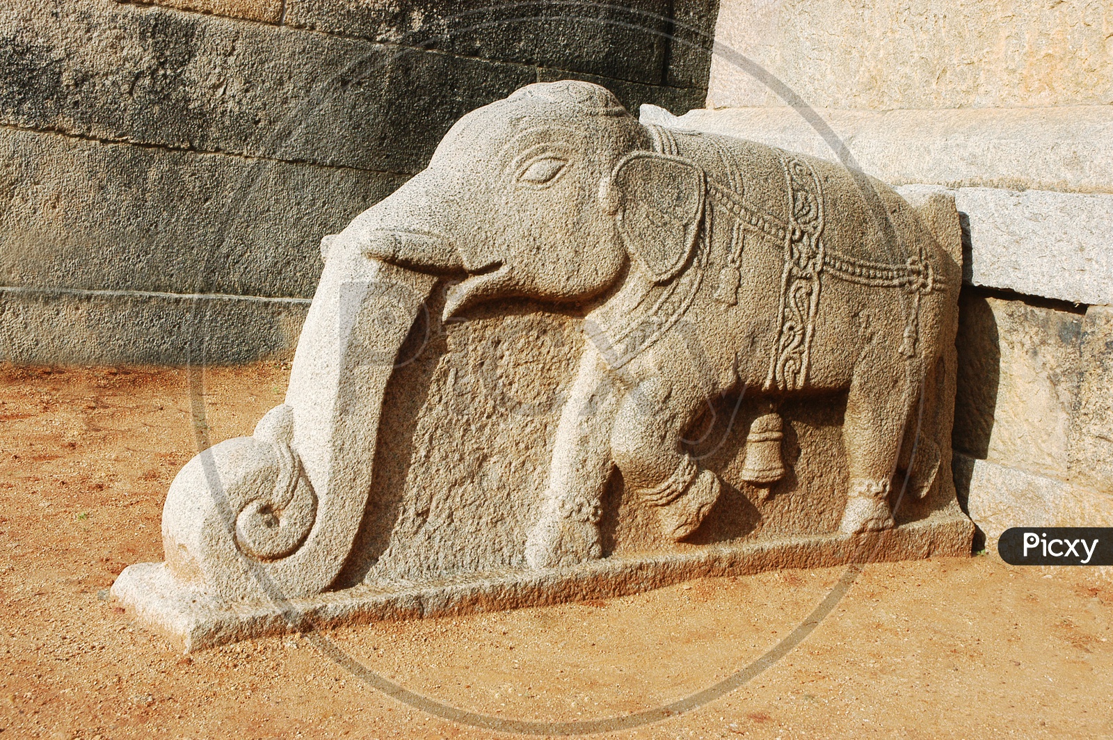 Elephant stone architecture in a temple