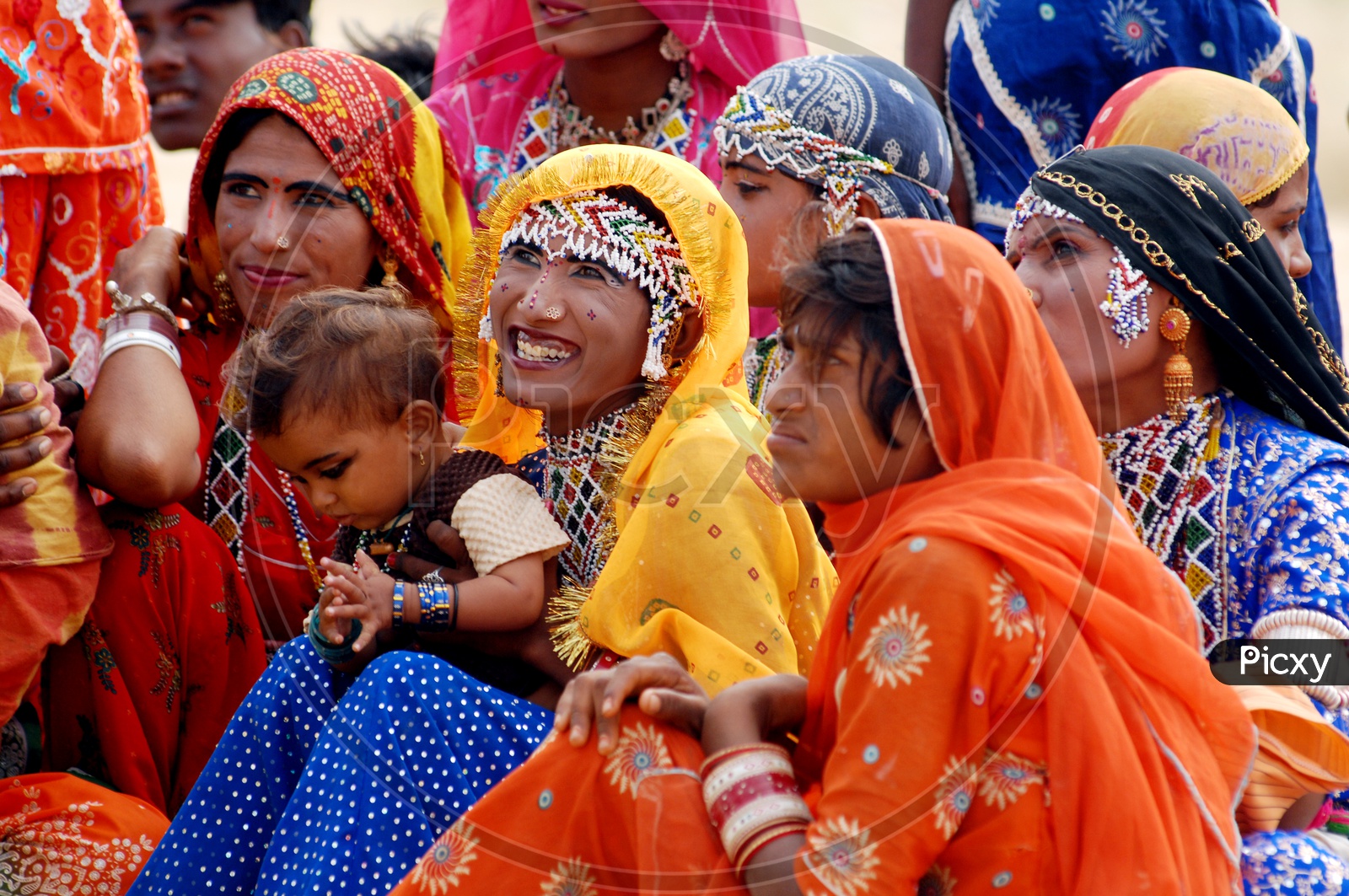 Group of tribal women dressed in Rajasthani Costume
