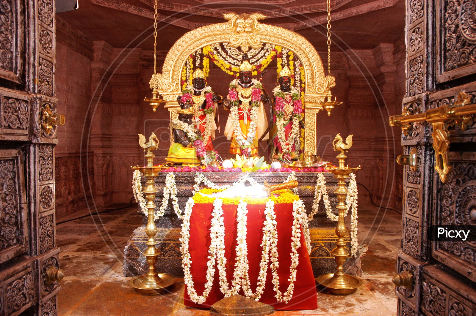 Sita Rama Lakshmana statues in a temple