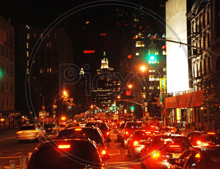 City traffic during the night