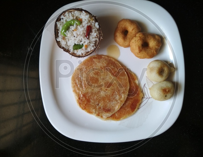 South Indian Food in a white plate