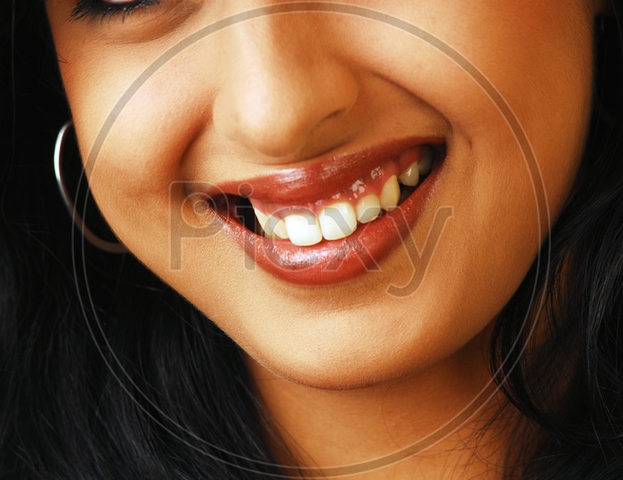 Close up shot of a Smile - female model