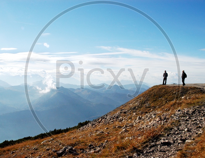 Two Men  standing on top of the Hoher Dachstein Mountain