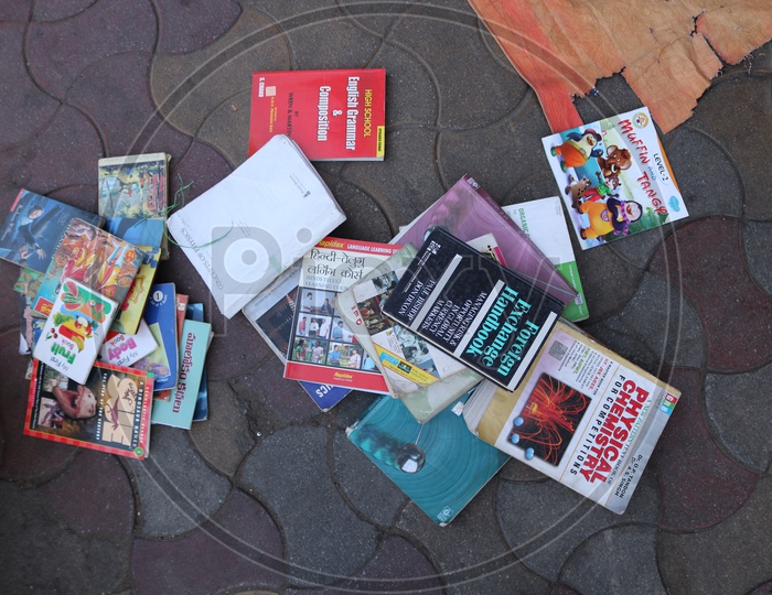 books on floor