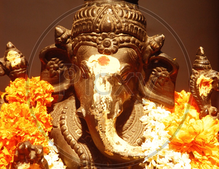 A decorated Lord Ganesha Statue
