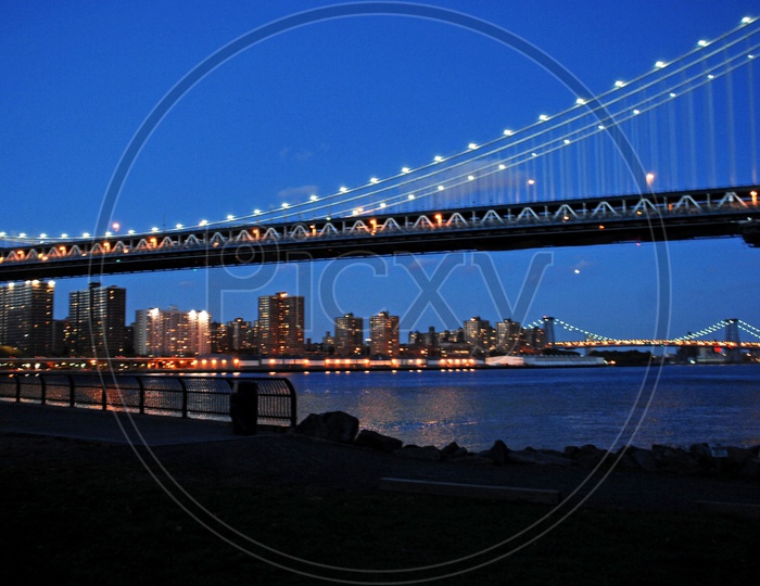 Brooklyn Bridge during the night