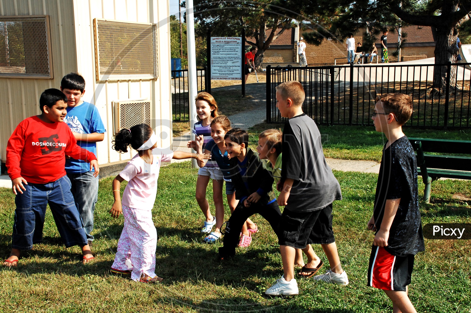 Image of Kids playing blindfold game-BC296745-Picxy