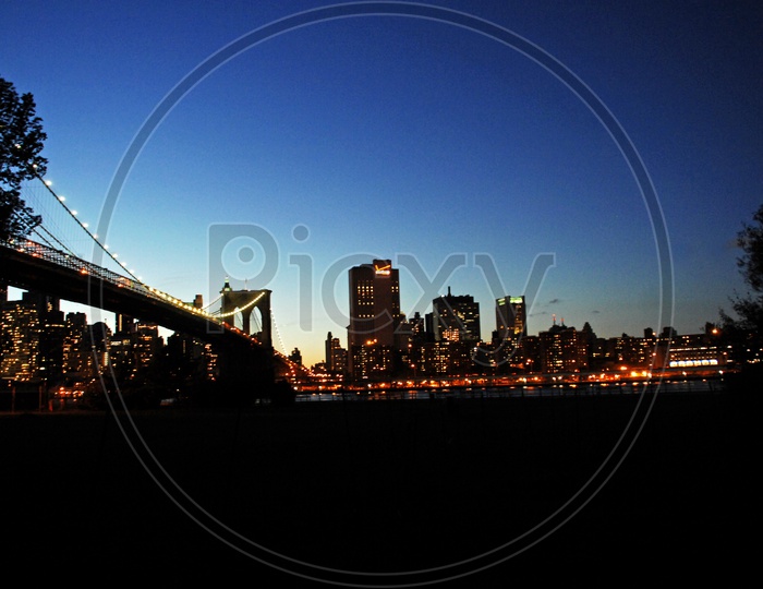 Brooklyn Bridge during the night