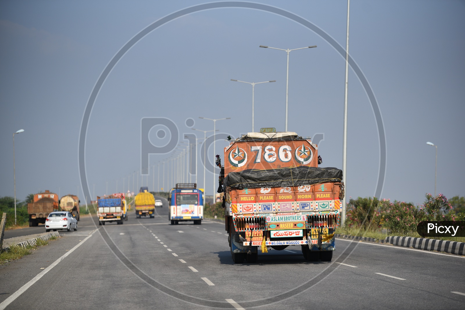 A lorry on Vijayawada-Chennai Expressway
