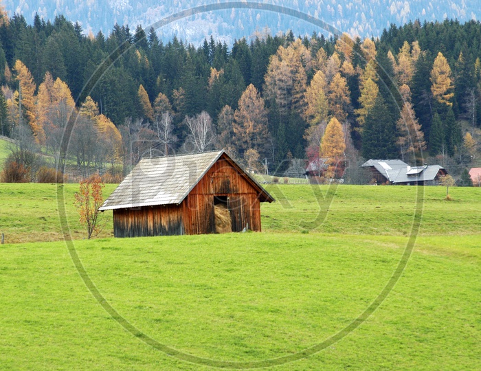 A barn in the alpine meadows