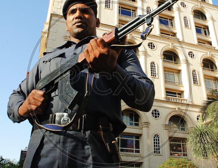 Gunman security guard service at a building