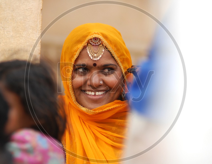 Close up shot of a Rajasthani Women
