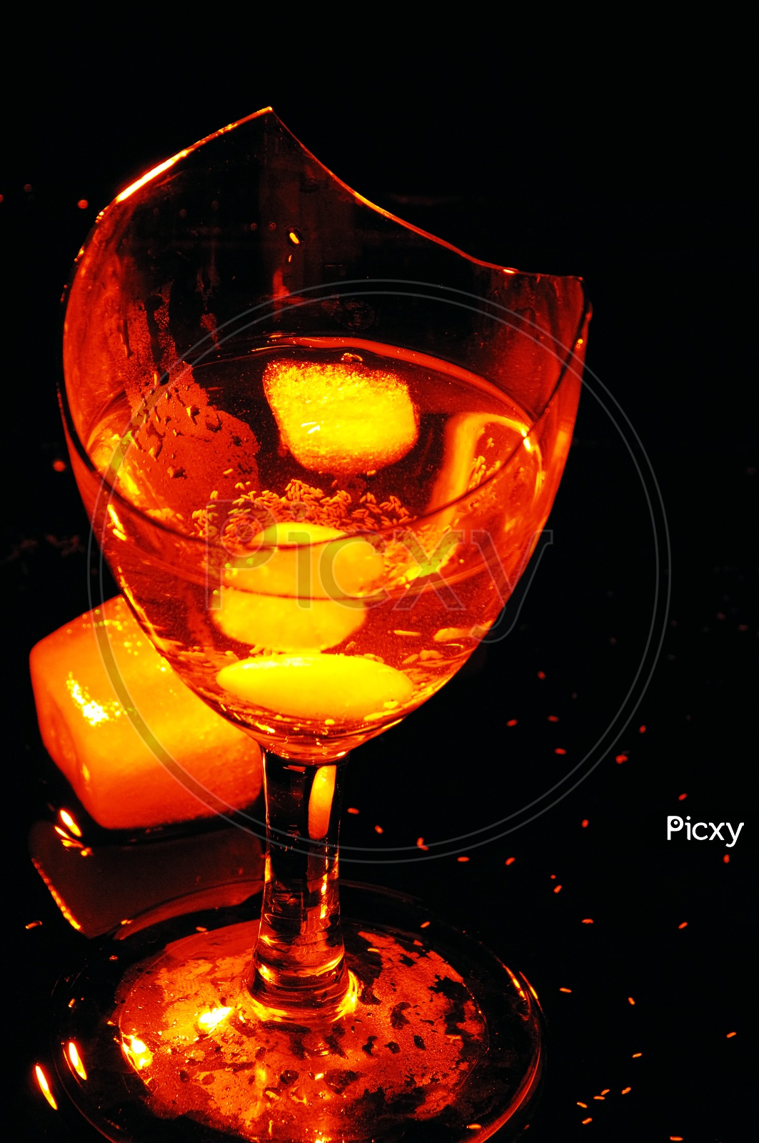 Red colored splash in a glass