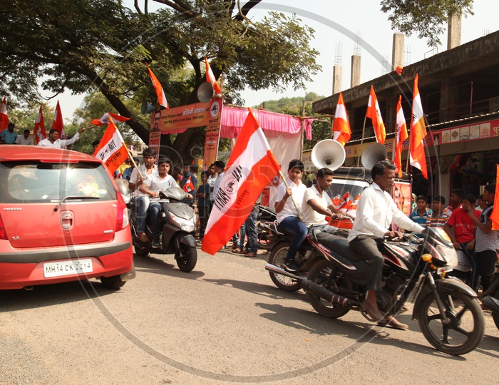 Political Party Rally With Party Flags