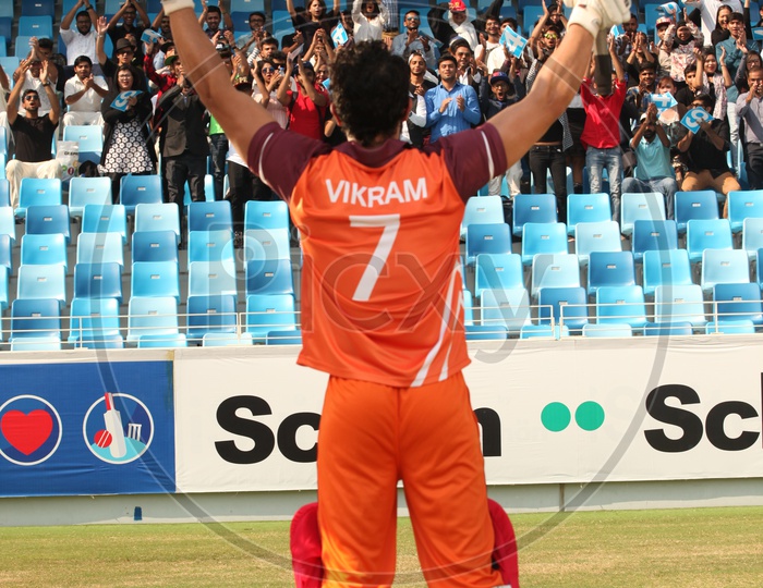A Cricketer Making Gestures To Crowd In Stands After Scoring Century