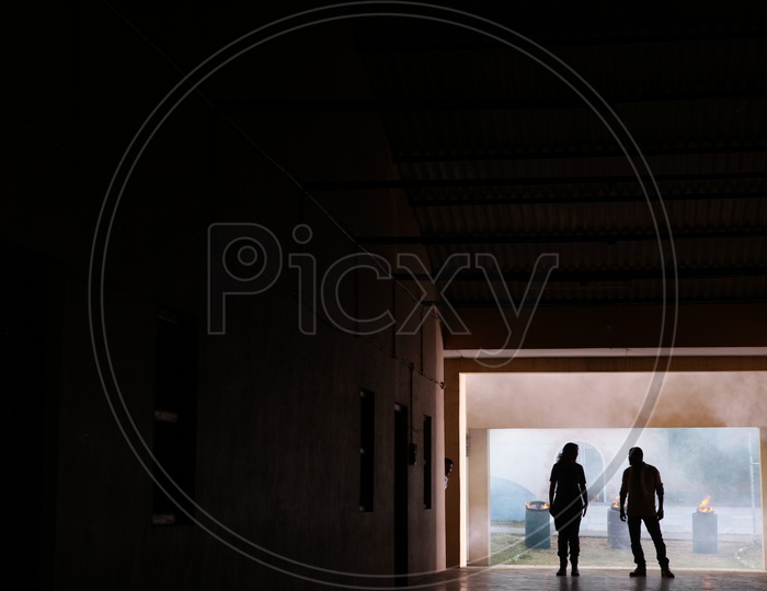Silhouette Of a People in a Corridor