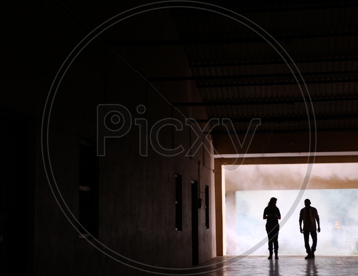 Silhouette Of a People in a Corridor