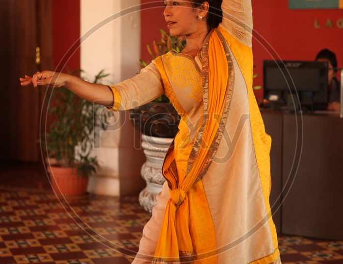 A Young Woman Practise Kathak , A Traditional Dance art Form In India