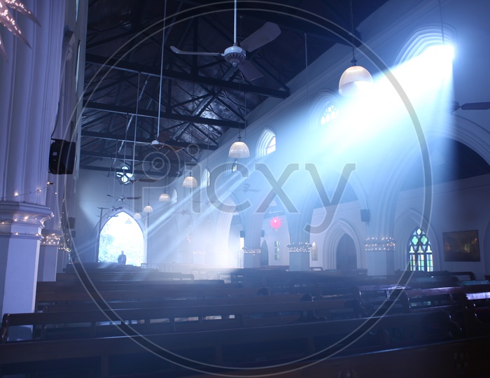 Light Rays Falling Into a Church From Window
