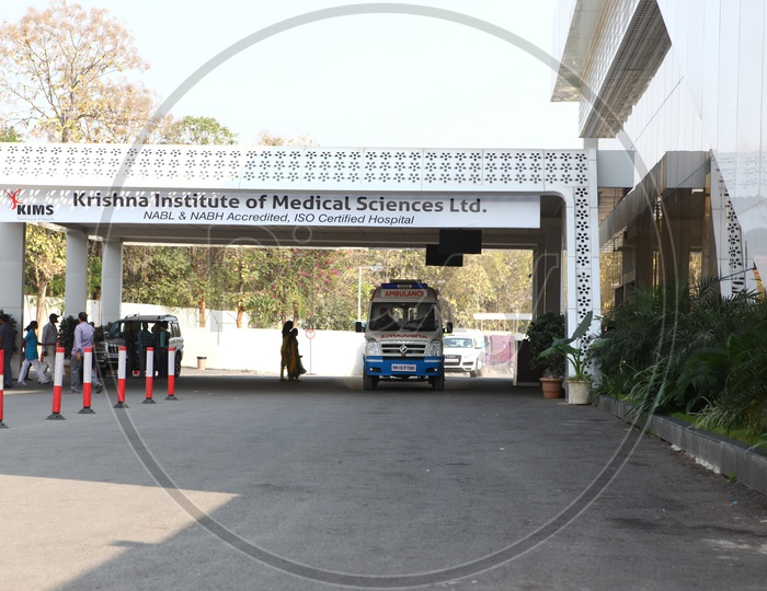 Ambulance at a Hospital  Entrance
