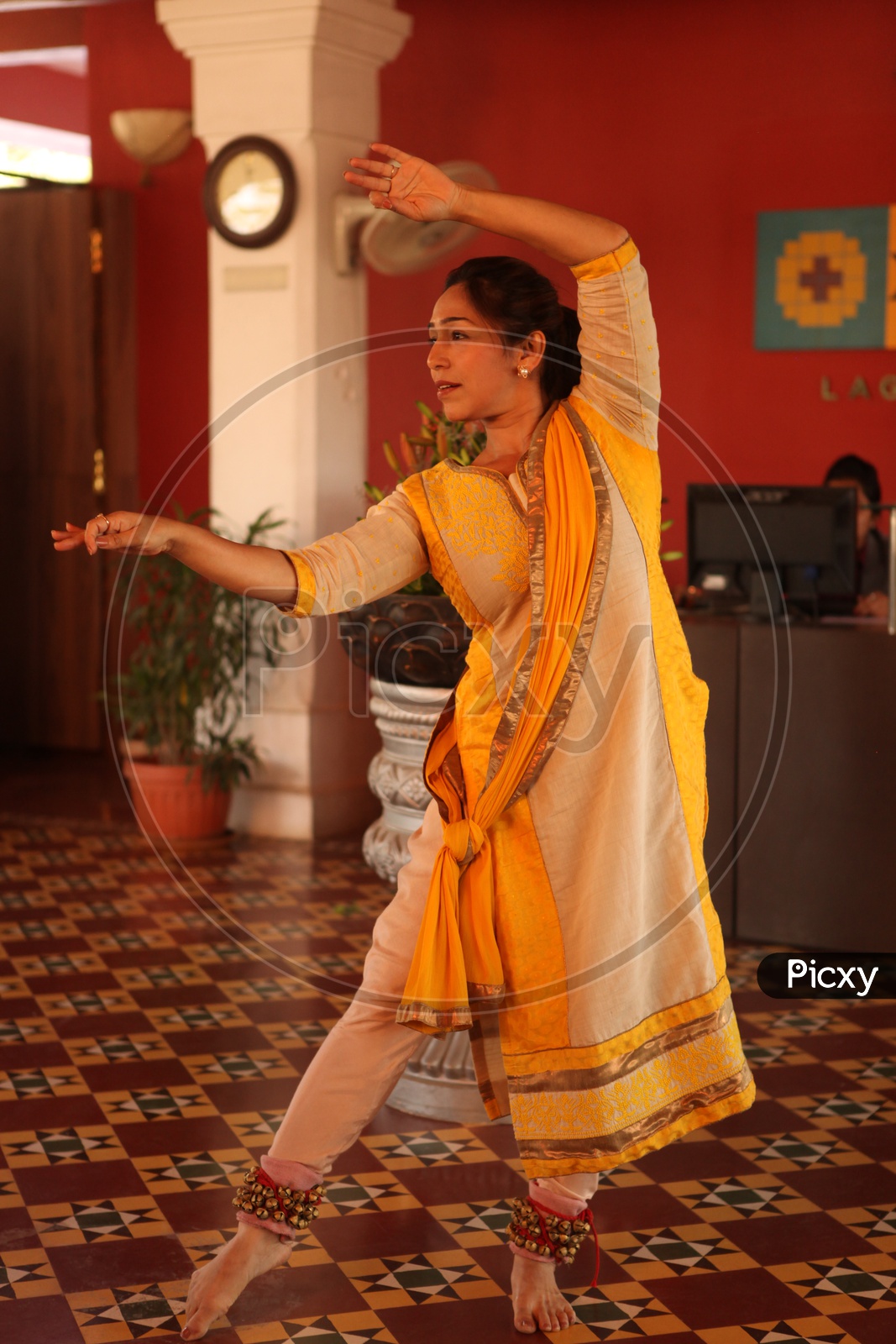 A Young Woman Practise Kathak , A Traditional Dance art Form In India