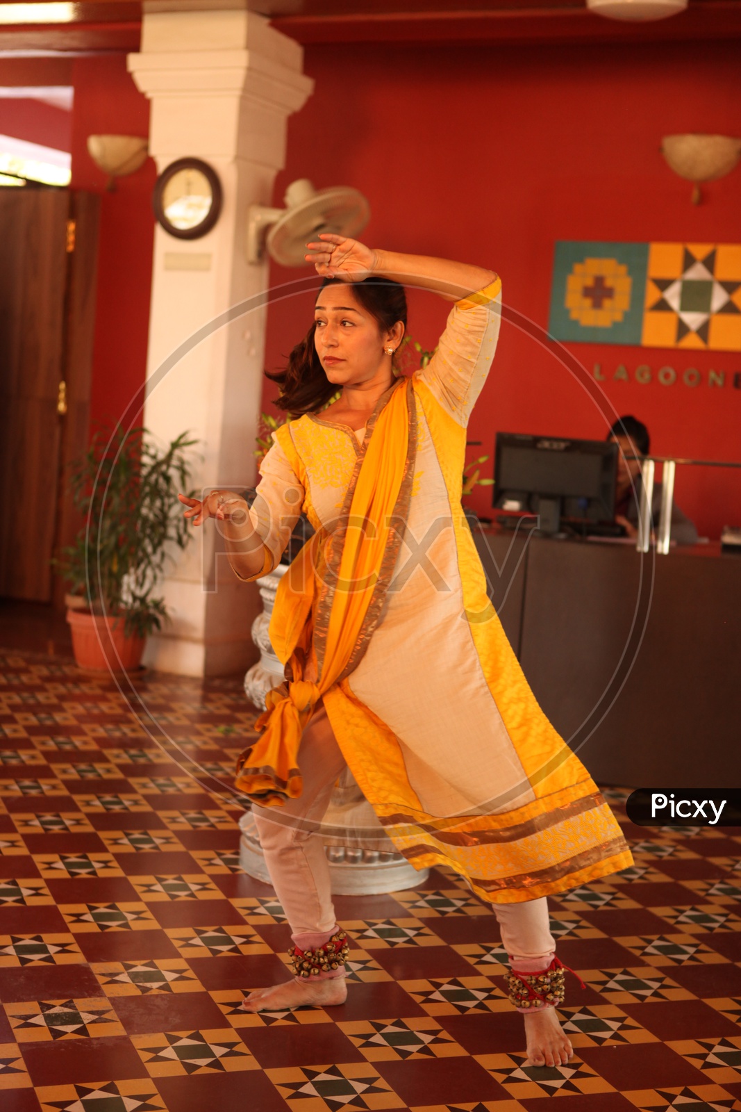 A Young Woman Practise Kathak , Indian Traditional Dance Art Form