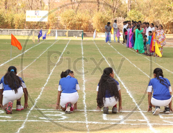 Indian school Girls Participating In Sports Meet or Athletic Meet