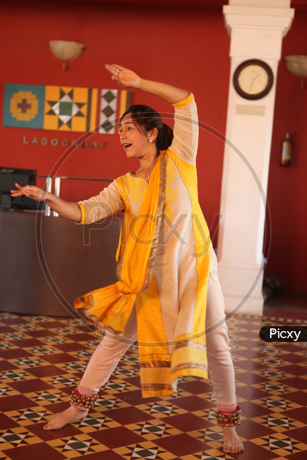A Young Woman Practise Kathak , Indian Traditional Dance Art Form