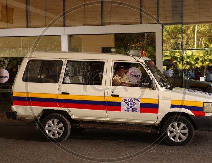 Police Vehicle at a Hospital