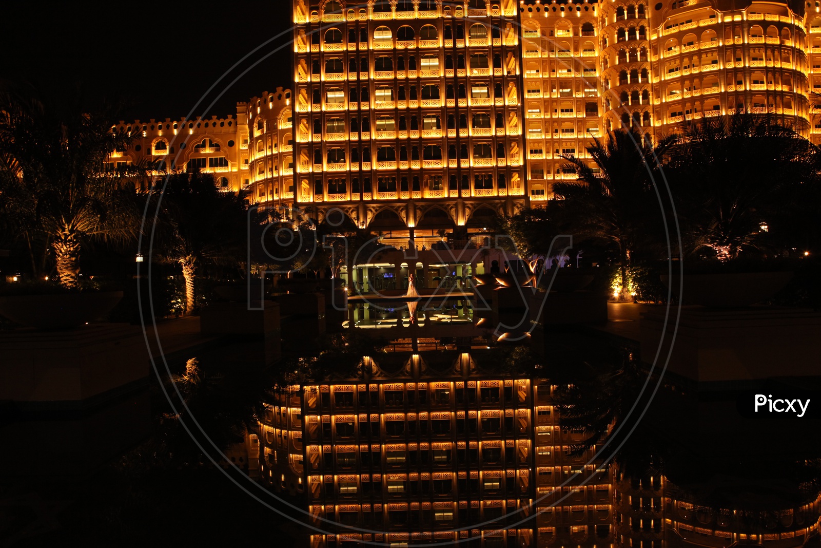 Reflection of a Building Facade On Water Surface