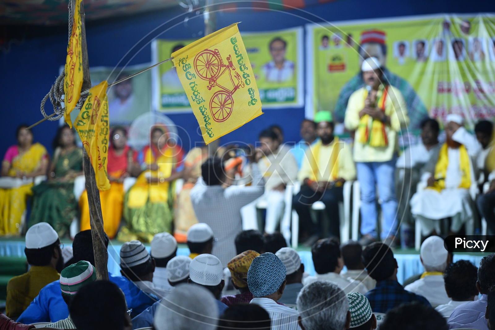 TDP Flags During Election Campaign Rally