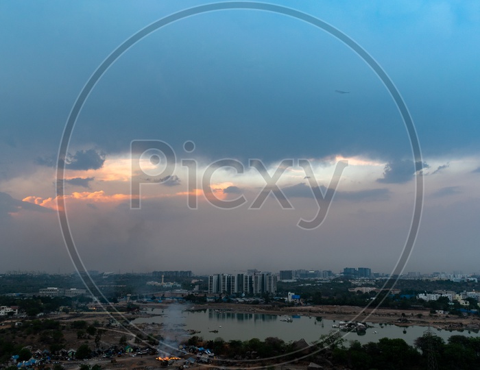 City view from Khajaguda hills, Manikonda, Hyderabad.