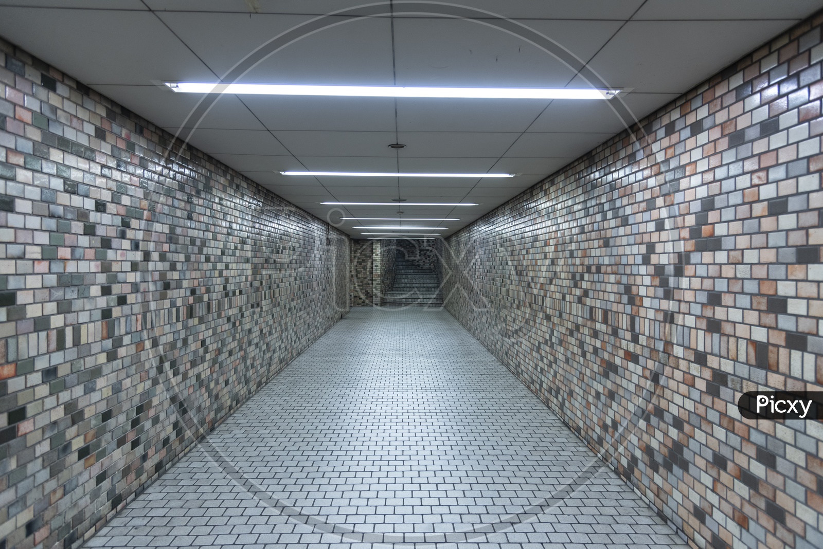 Underground Subway Corridor  With Walls and Leading Lines