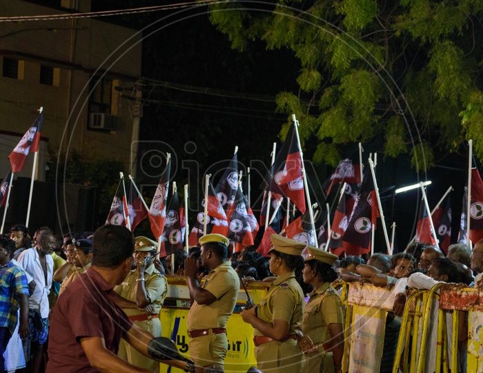 Image of ADMK Party cadres with ADMK Flag for loksabha election ...