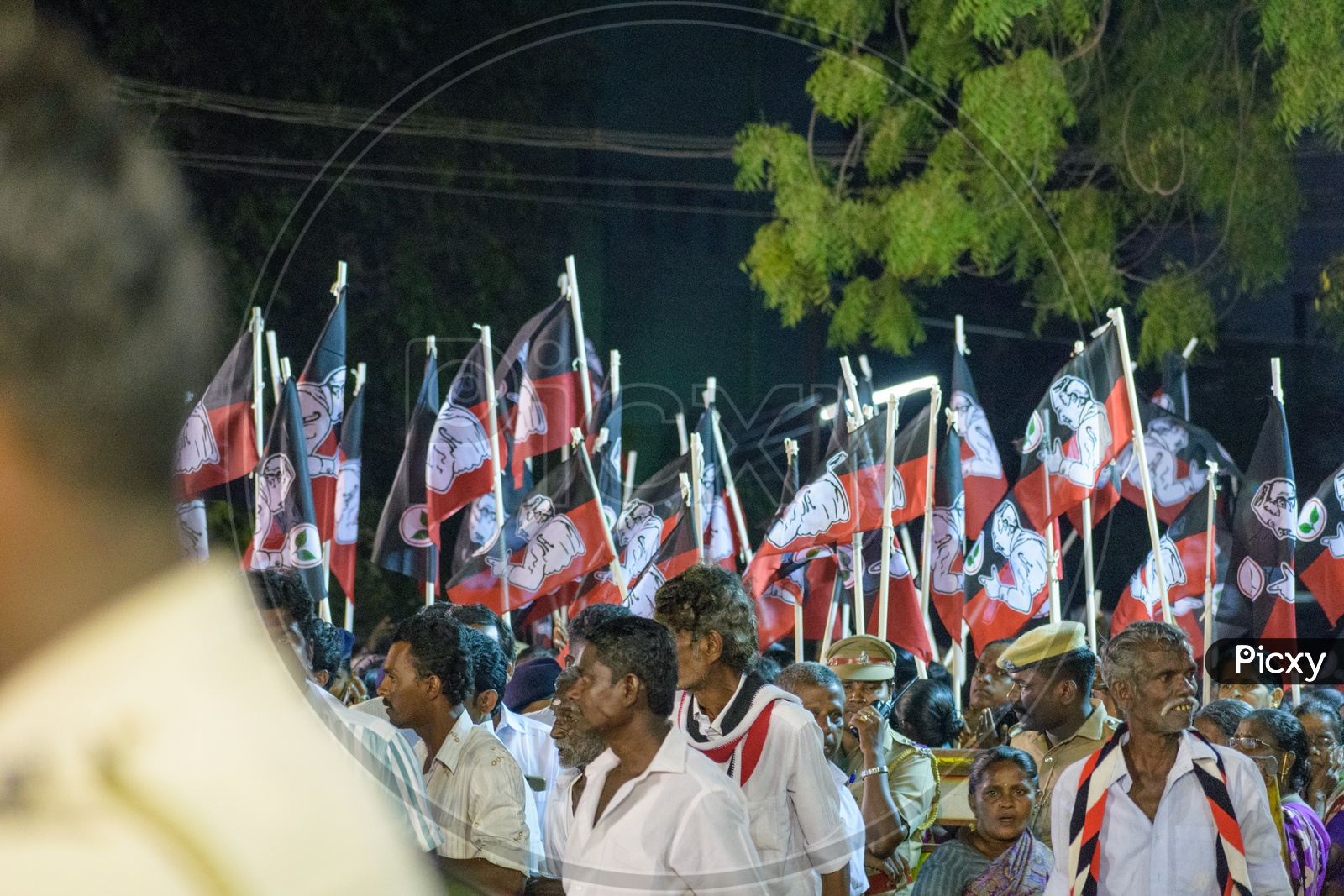 ADMK Party cadres with ADMK Flag for loksabha election compaign