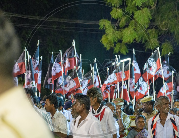 ADMK Party cadres with ADMK Flag for loksabha election compaign