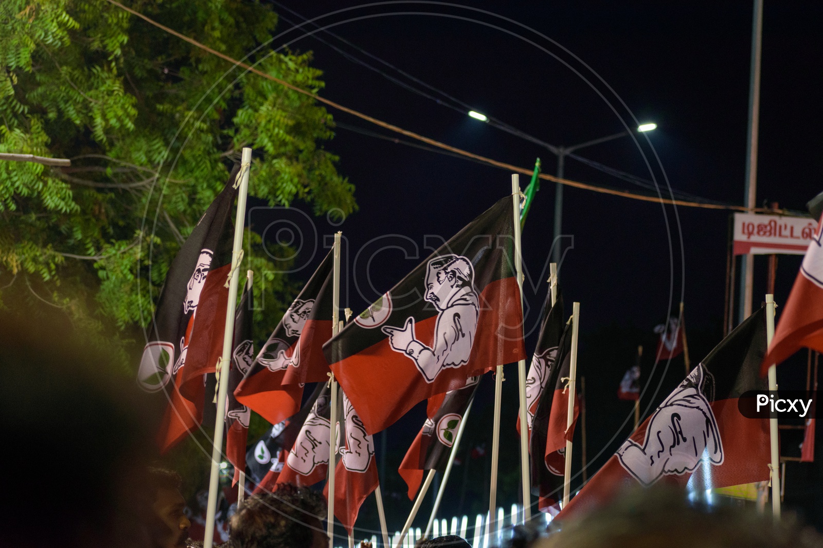 ADMK Party cadres with ADMK Flag for loksabha election compaign 2019