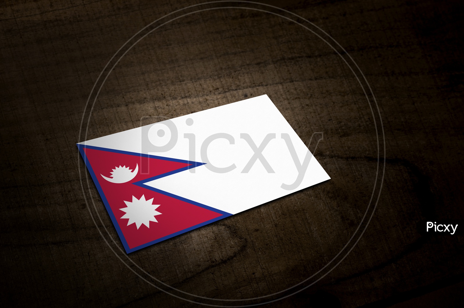 Nepal  National Flag On an Wooden Background