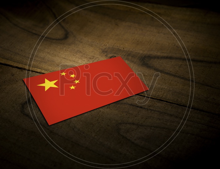 China   National Flag On an Wooden Background